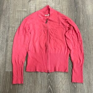 Y2K Vintage Vertigo Paris Barbiecore Pink Zip Cardigan w/ Sleeve Pocket